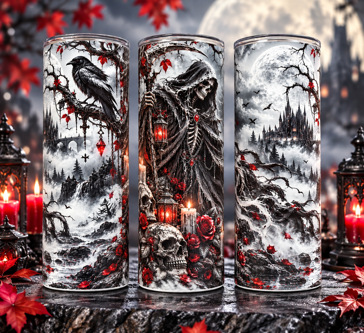 Gothic Reaper Glow-in-the-Dark Tumbler 20oz