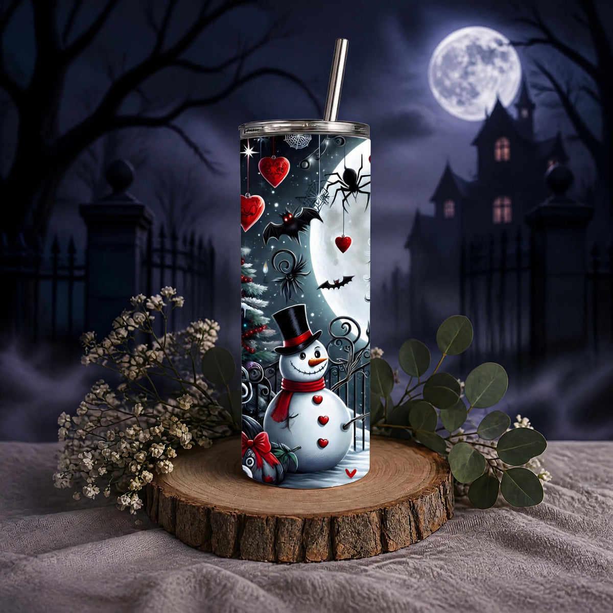Gothic Christmas Romance Glow-in-the-Dark Tumbler⠋20oz