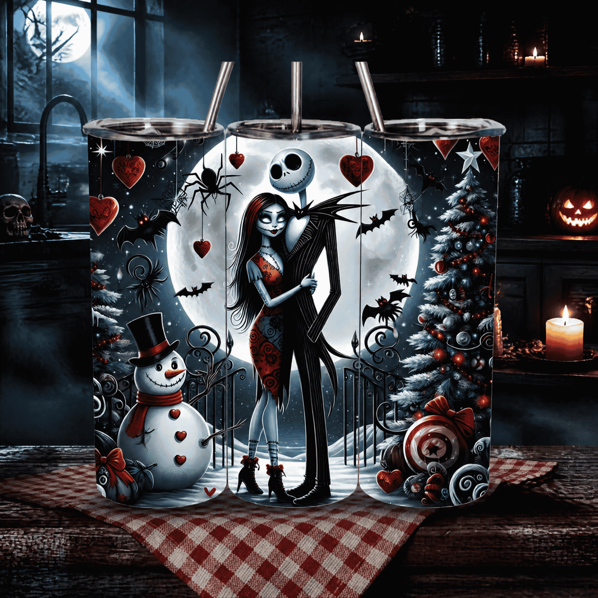 Gothic Christmas Romance Glow-in-the-Dark Tumbler⠋20oz